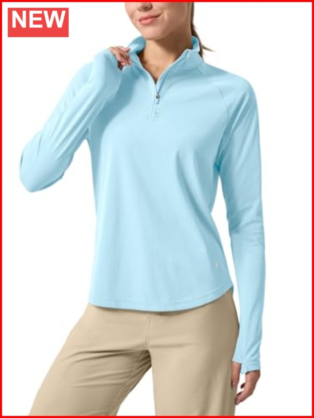 Women's UPF 50+ Long Sleeve Quarter-Zip Sun Shirt Quick Dry Golf Hiking